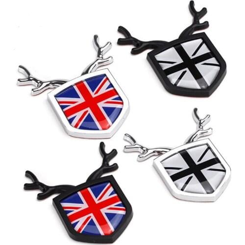 3D Metal United Kingdom Flag Car Stickers Decals Creative Antlers Pattern Car Whole Body Stickers Car Decoration for Infiniti EX