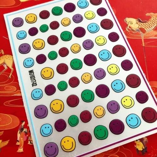 Cartoon smiley smile face and flower 3D Back glue Nail decal Nail sticker Nail decoration Nail art Nail tool Nail ornament