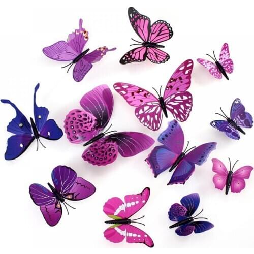 12Pcs/set 3D Three-dimensional Wall Stickers Butterfly Wall Stickers Wedding Curtain Window Display Stickers Home Decoration