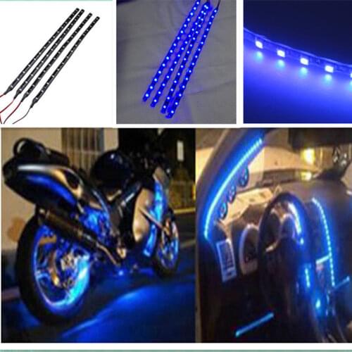 4PCS Motorcycle Decorative Lamp 30CM Blue Color Waterproof Lighting Strip Light For Motor Motorcycle Decorative Lamp Strip