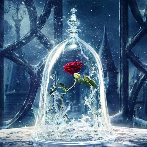 5D DIY Diamond Painting Embroidery Red Rose Flower Ice Beauty and Beast Cross Stitch Rhinestone home Decor