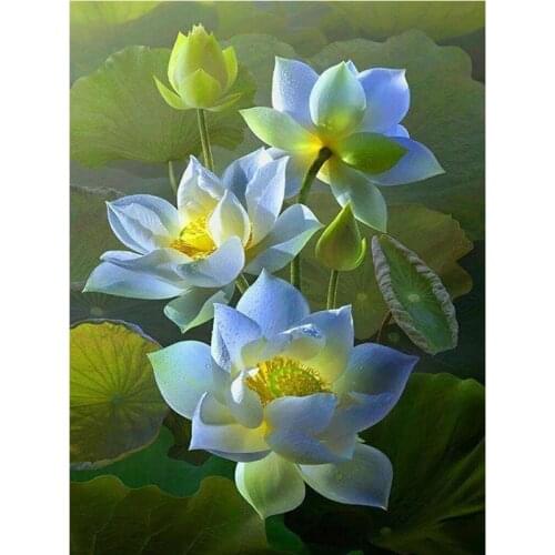 5D DIY diamond painting cross stitch lotus Full Square Diamond embroidery Needlework Rhinestone Mosaic decor