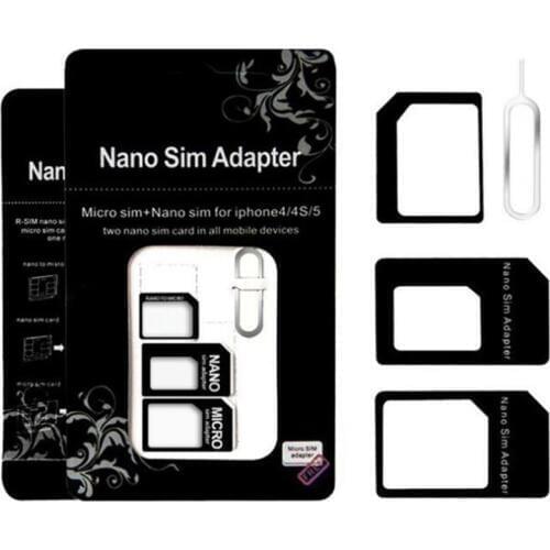 Nano SIM Card Adapter 4 in 1 micro sim adapter with Eject Pin Key Retail Package for iPhone 5/5S/6/6S/Samsung