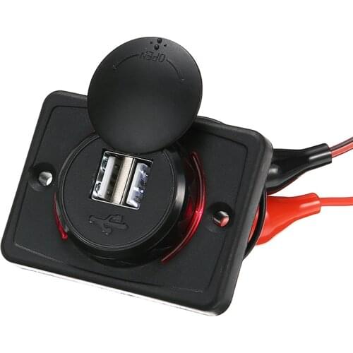 12 V Dual USB Car Charger Socket Outlet For Mobile Cell Phone Fast Charging Panel Mount Power Socket Charging Adapter