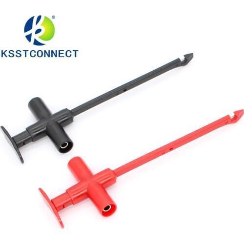 K30021 2pcs Insulation Puncture Probe Auto Repair Multimeter Test Clip Tool Spring Loaded Leads Can Connect 4mm Banana Plug