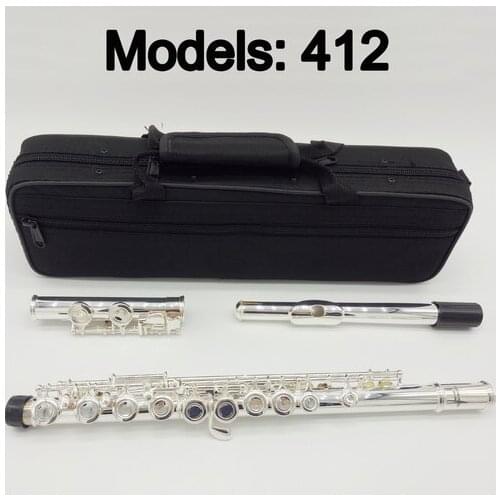 Free Shipping Flute 412 Silver Plated Professional Flute Instrument Intermediate Student Flutes C Leg 16 Holes Closed E Key