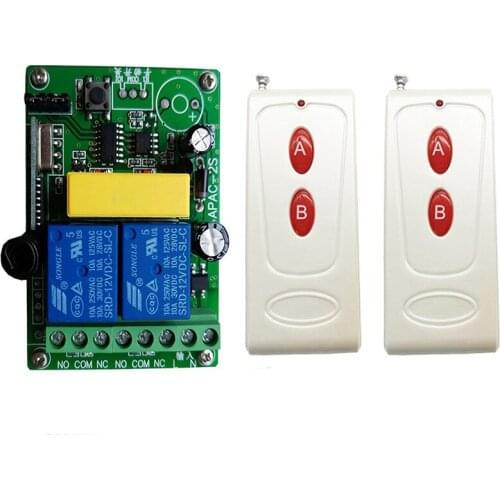 500m 433MHz 2CH Wireless Remote Control Switch AC 220V Relay Receiver For for Electric Gate Light Lamp Car Garage Door