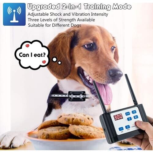 Wireless Dog Fence 2-in-1 Electric Training Collar Dual Antenna Adjustable Range Control 100-990 ft Rechargeable for 2 Dogs