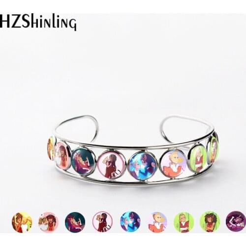 She-Ra Catradora Catra Adora Painting Stainless Steel Bracelet Cuff Bangle Glass Photo Cabochon Adjustable Cuff Jewelry