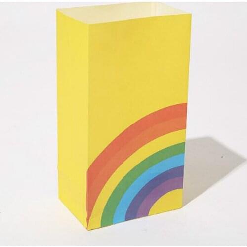 40pcs/lot Paper Bag Rainbow Pattern Kraft Gift Packing Biscuits Take Away Bags Candy Food Cookie Nuts Snack Package 21052401