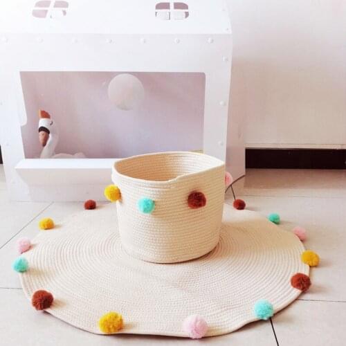 Color Wool Ball Cotton Rope Woven Childrens Toys Storage Bucket Home Storage Bucket Childrens Home Photography Decoration