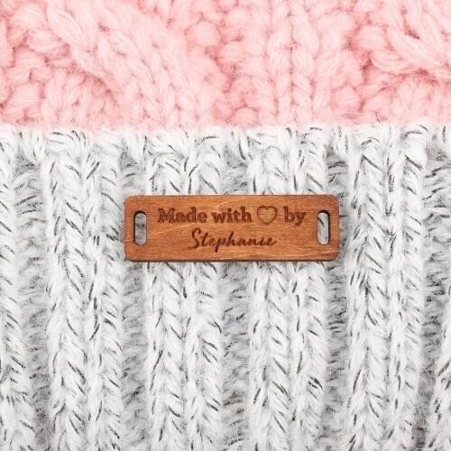 Love Heart, Wooden labels, personalized tags, knit labels, Custom Name, Handmade, Custom Design, Unique Gift (WD1427)