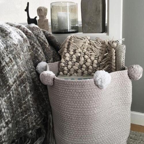 Handmade Storage Basket Baby Toys Laundry Baskets Holder Organizer Home Organization Braided Barrel Bag Bucket for Dirty Clothes