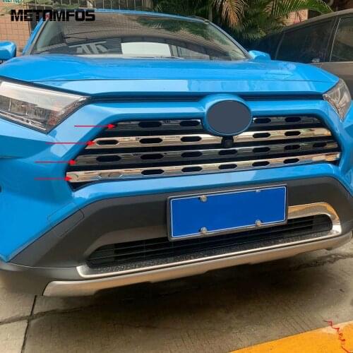 For Toyota Rav4 Rav 4 Limited/LE/XLE/Hybrid 2019 2020 2021 Front Center Grille Grill Strip Molding Trim Sticker Car Accessories