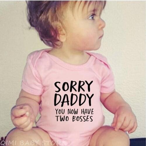 Sorry Daddy you now have two bosses print Baby Rompers Summer Baby Clothing Romper Infant Newborn Baby Boy Girl Clothes Jumpsuit