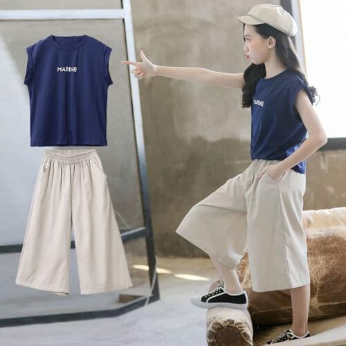 2021 Summer Teenage Clothes Fashion Top + Shorts 2PCS Suit For Girls Suit Girls Clothes Summer Clothes For Girls 6 8 10 12 13 14