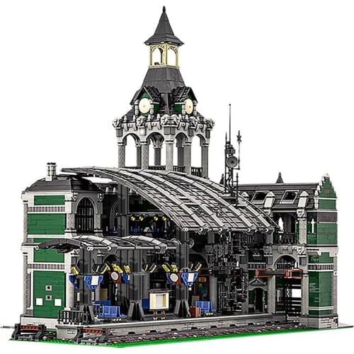 Train Station Building Blocks City Street Scen Modular Construction Block Model MOC-37719 Child Gift 12597 Bricks Bulk Model Toy
