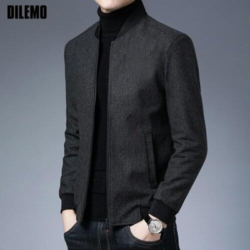 2021 New Brand Casual Fashion Baseball Collar Autumn Winter Mens Coat Men Clothing Fashion Jacket Solid Classic Windbreaker