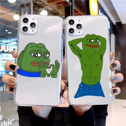 Sad Frog meme TPU Soft Rubber Phone Cover For iPhone SE 2020 11 Pro X XR Xs Max 6 6S 7 8 Plus Soft Clear Cover Coque Shell