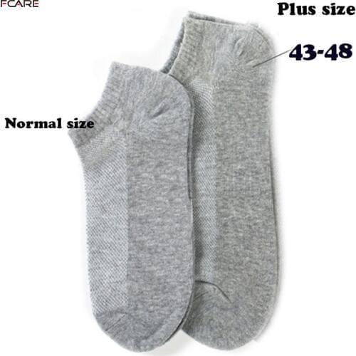 12PCS=6Pairs Extra plus Large size XXXL 43-48 EU summer thin mesh breathable combed cotton ankle short seamless mens boat socks