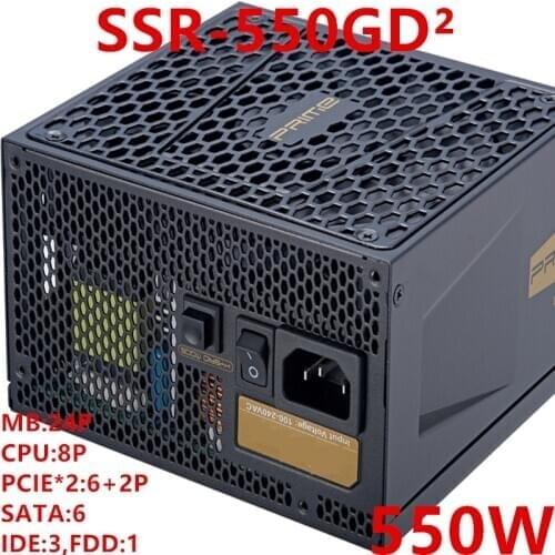 New PSU For SeaSonic ATX Fully Modular 80plus Gold Silent Fan Rated 550W Power Supply SSR-550GD²