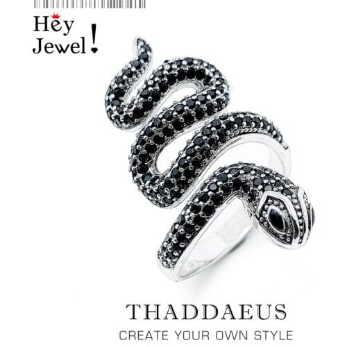 Open-end Black Snake Pave Ring,Europe Style Glam Fashion Good Jewerly For Women,2020 Gift In 925 Sterling Silver,Super Deals
