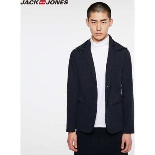 JackJones Mens Sporty Slim Fit Detachable Hooded Stretch Suit Jacket |219308502