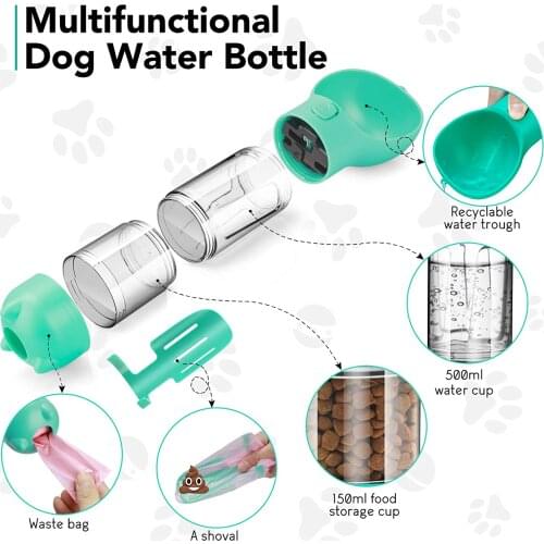 Pets Water Bottle Portable Leak Proof Dog Supplies Dispenser with Drinking and Feeding Function Lightweight Animals Outdoors