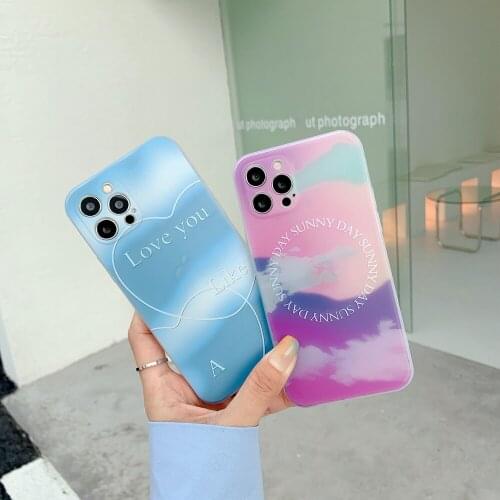 Translucent Rendering Cloud Mobile Phone Case for iPhone 12 Pro Max 11 Pro Max XR XS 7 8 Plus X Purple Blue Soft Shell Cover