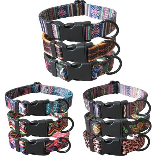 Printed Chihuahua Adjustable Pet Dog Collar Soft Harness For Small Medium Puppy Teddy Bulldog Supplies Ethnic Safety Belt Straps