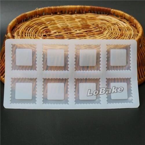 Latest 8 cavities square circle teething lines shape silicone crisp mold cake decoration chocolate candy sugar molds