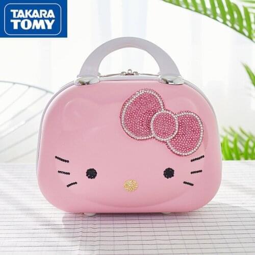 TAKARA TOMY Fashion Lady Cartoon Hello Kitty Cute Makeup Case Simple Portable Portable Childrens Storage Box