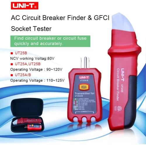 UNI-T AC Circuit Breaker Finder with Integrated GFCI Outlet Tester AC 90-120V US Plug Socket Tester W/Analogue Receiver&LED