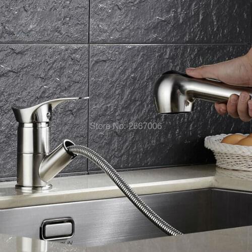 GIZERO High Quality Kitchen Pull Out Mixer Deck Mounted Hot&Cold Brush Finished Taps for kitchen GI871
