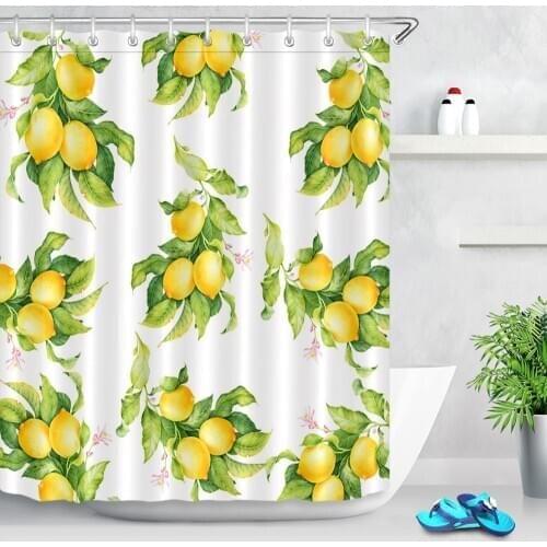 Yellow Oranges Green Leaf Fruits Bathroom Curtain For Home Decoration Modern Waterproof Bath Shower Curtains Kids Bathtub Decor
