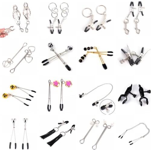 1 Pair Sex Toys Nipples Clips etal Sexy Breast Nipple Clamps Chains Adult Games For Couples Flirt Toys Nipple Clips For Women