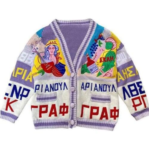 2021 Spring Autumn New Japanese Retro Loose Lazy Women Cardigans Sweater Fashion Colorful Jacket Coat Tops