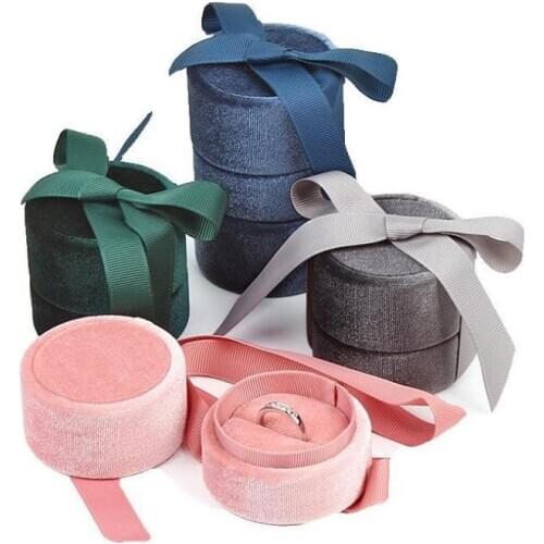 100pcs Creative Round Corduroy Jewelry Box Velvet Ring Pendant Necklace Boxes Jewelry Storage Case Gift Boxes Wholesale SN3538