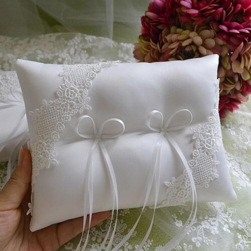 16X20cm Top Quality Crown Lace Ring Pillow Cushion Double Bow Ring Holder Party Decoration Wedding Decoration Bride Products