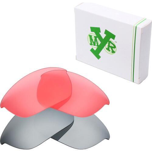 2 Pairs Mryok Replacement Lenses for Oakley Half Jacket 2.0 Sunglasses Silver Titanium & HD Pink