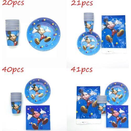 41Pcs Mickey Mouse THeme Cartoon Kids Boy Birthday Decoration Party Event Supplies Kids Favor Mickey Item For Children 10 People