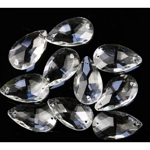 5PCS 30mm Crystal Prism Suncatcher Tear Drop Chandelier Parts Hanging Pendant Beads Garland Home Wedding Decor Ornament 2 Holes