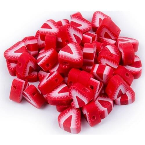 50/100Pcs Red Strawberry Beads For Jewelry Making DIY Bracelet Necklace Accesories Polymer Clay Beads Spacer Beads Wholesale