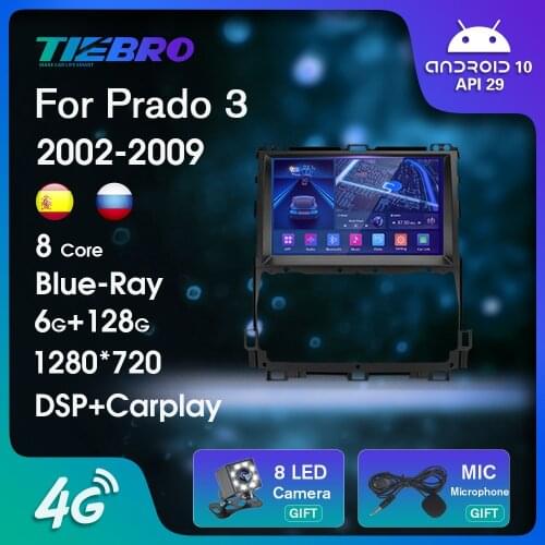 2DIN Android10 Car Radio For Toyota Land Cruiser Prado 120 3 III 2002-2009 Blu-ray IPS Auto Radio GPS Navigation Car Stereo IGO