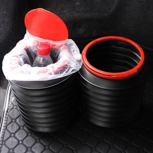Direct Wind Car Trash Bin Garbage Can Car Wash Telescopic Bucket Folding Trash Organizer Garbage Holder Universal Black 4 L