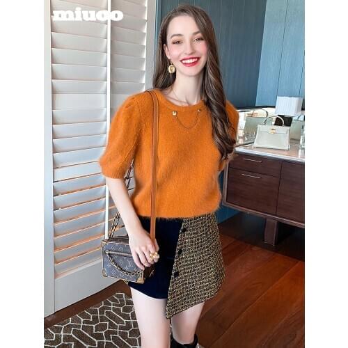 Velvet patchwork tweed irregular high waist skirt 2021 Spring new High Quality Top Quality
