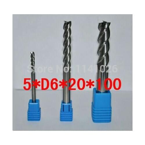 Free Shipping 5.0mm Long End Mill 5.0*D6*20*100L 3 Flutes Aluminum Carbide End mills,Carbide CNC End mill Router Bits,lathe tool
