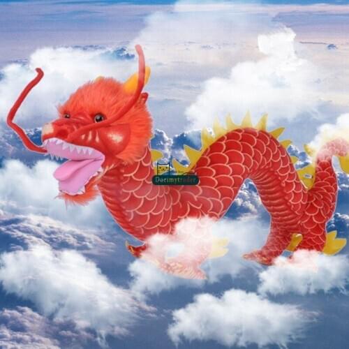 Dorimytrader 90cm X 50cm New Chinese Dragon Plush Toy Stuffed Soft Cartoon Animal Mascot Doll Gift Free Shipping DY61259