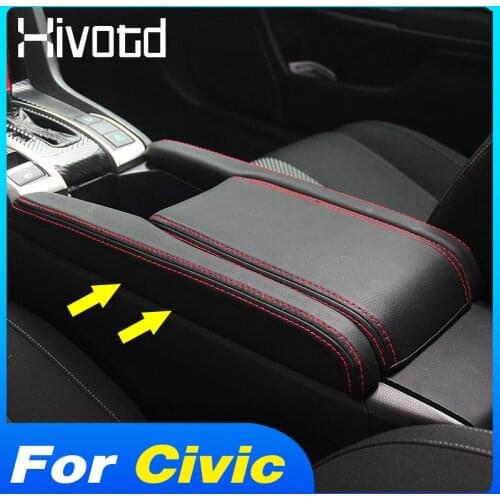 Hivotd Armrest Cushion Cover Trim Center Console Arm Rest Storage Box Lid Styling Car Accessories For Honda Civic 10th 2016-2021