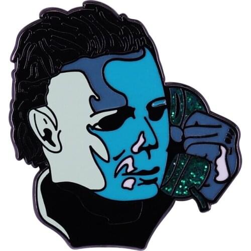 Leatherface Killer Michael Myers Calling Brooch Pins Enamel Metal Badges Lapel Pin Brooches Jackets Fashion Jewelry Accessories